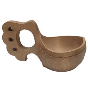 🍒 New 1987 Vintage Kuksa Wooden Hand Carved Drinking Cup Folkart NOS